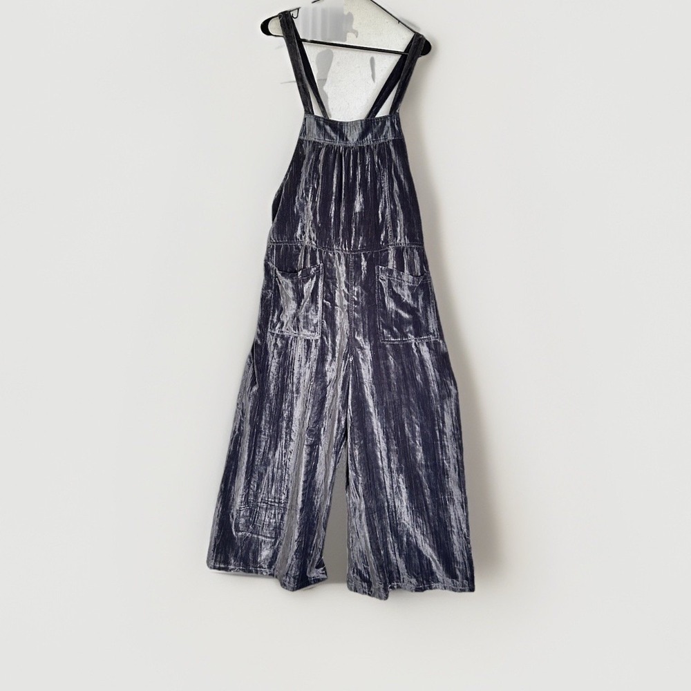 Natural Life Velvet Dakota Jumpsuit Tie Back Overall Large Wide Leg Gray Sz M - Picture 7 of 7
